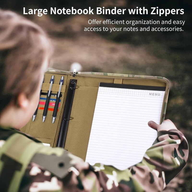 Homaisson Tactical OCP Modular Binder System - Large Letter Size Combat Padfolio w/Detachable 3-Ring Insert & 25 Paper Sheets, Mission-Ready Organizer for Field & Office Use - Image 2